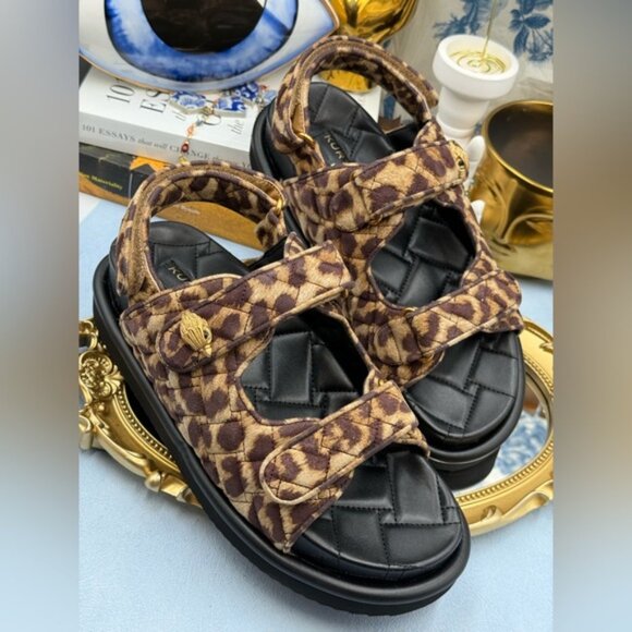 🆕 KURT GEIGER LONDON 🧿 NWOB Orson Leopard Suede EagleHead Dad Sandal Sz 8.5 - Picture 7 of 15